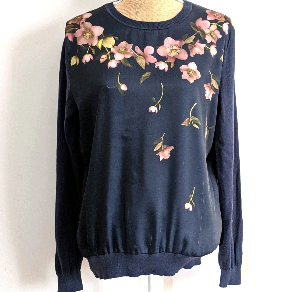 Ted Baker London Navy Floral Sweater